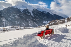 Bench in the Swiss Alps, Lower Engadine