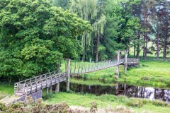 Wooden suspension bridge over the River Lowther