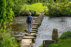 Crossing the River Esk via the stepping stones