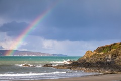 Rainbow, Pwllgwaelod beach, Dinas Island