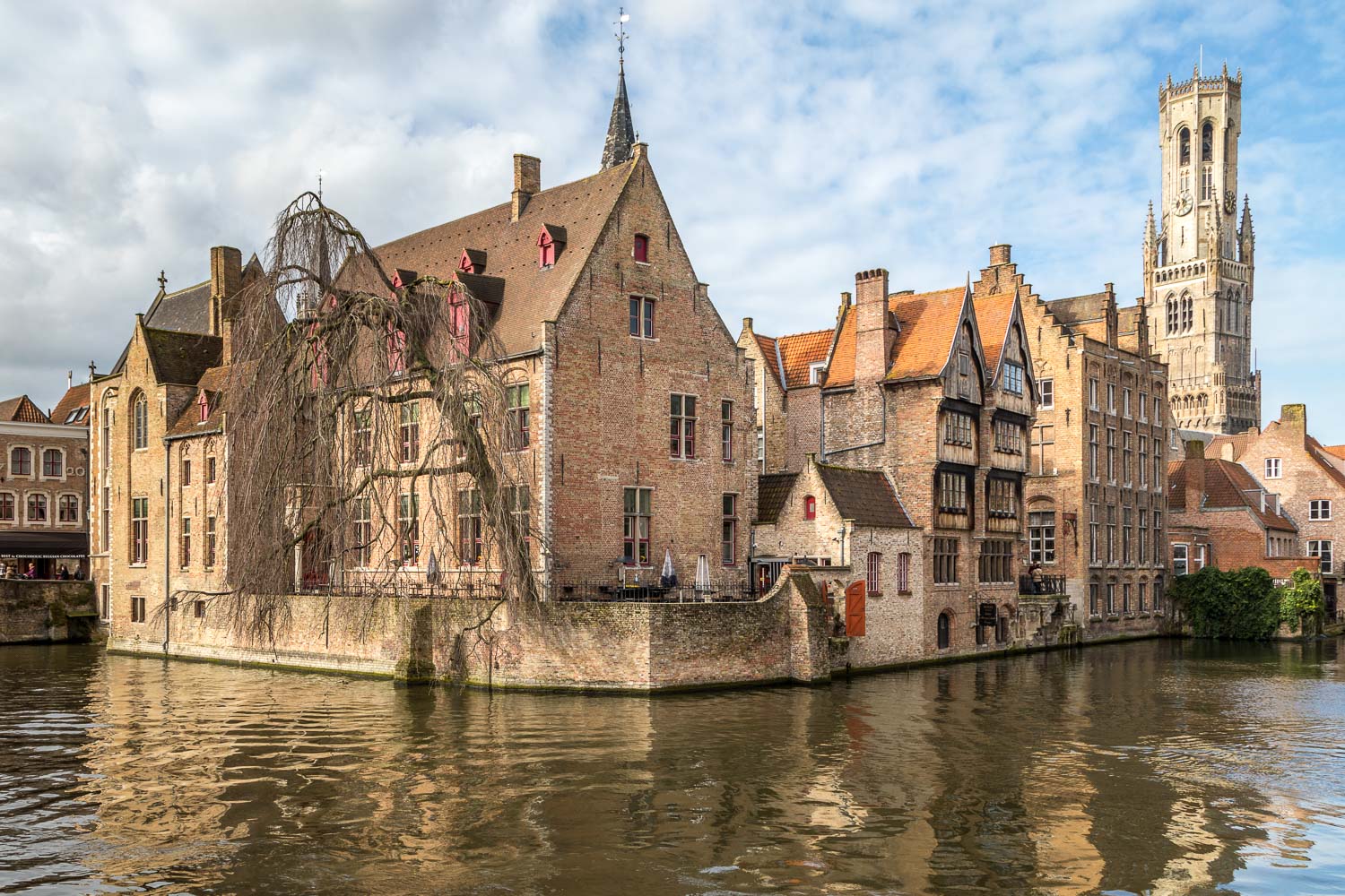 Bruges canal, The Belfry, Quay of the Rosary, Rozenhoedkaai