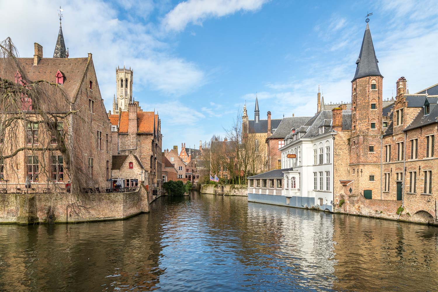 Bruges canal, The Belfry, Quay of the Rosary, Rozenhoedkaai