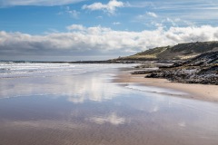 Budle Bay, reflections, Blackrocks Point