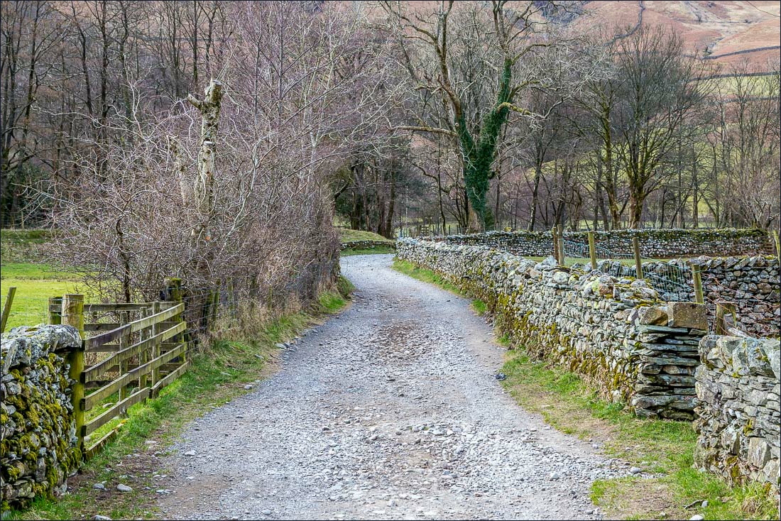 The track leading out of Rosthwaite to the River Derwent