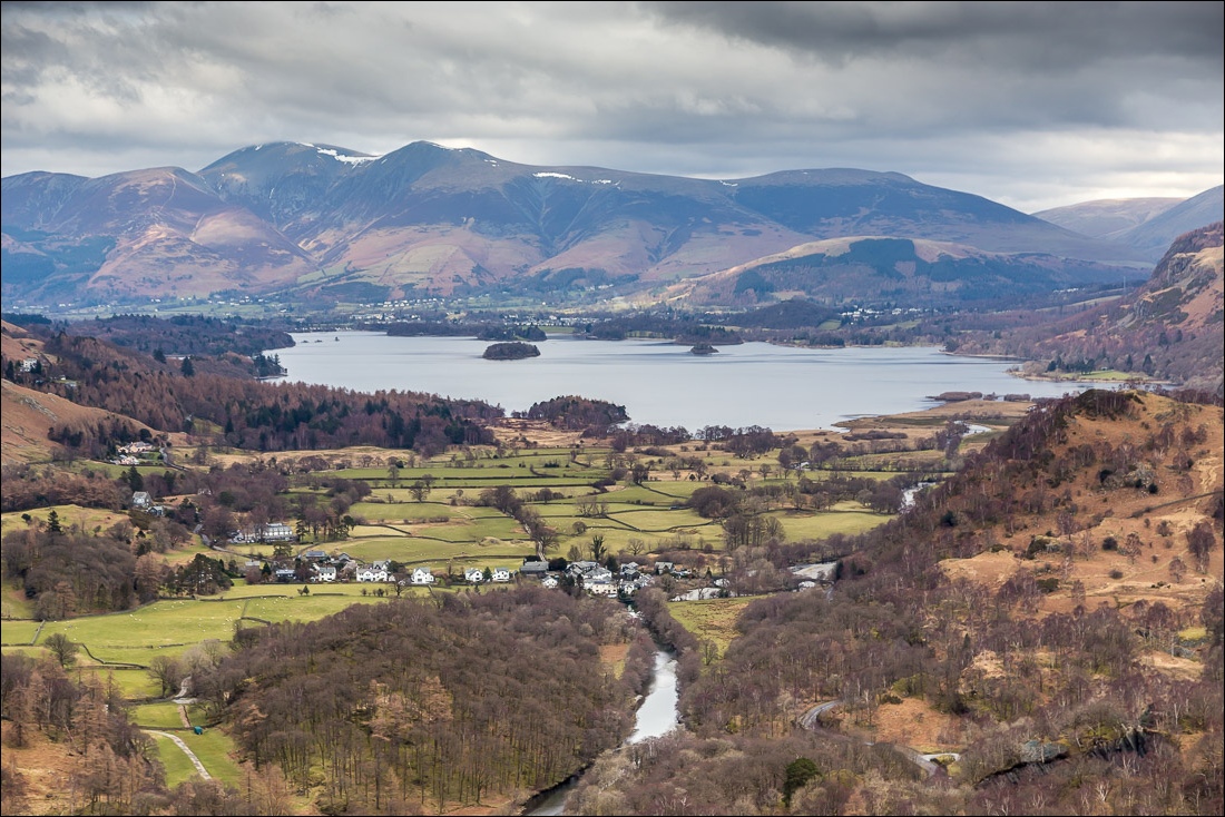 Skiddaw and Derwent Water from the summit of Castle Crag