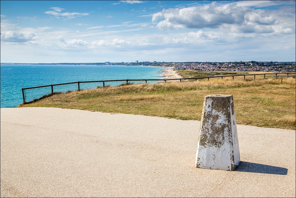 Southbourne and Bournemouth beaches from Hengistbury Head trigpoint