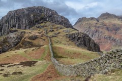 Lingmoor Fell walk, Side Pike, Langdale Pikes, dry stone wall