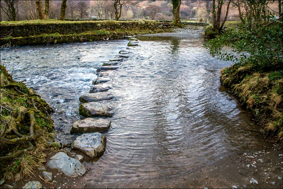 stepping stones, Derwent, Borrowdale
