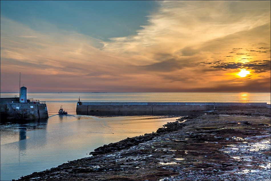 Seahouses harbour at dawn