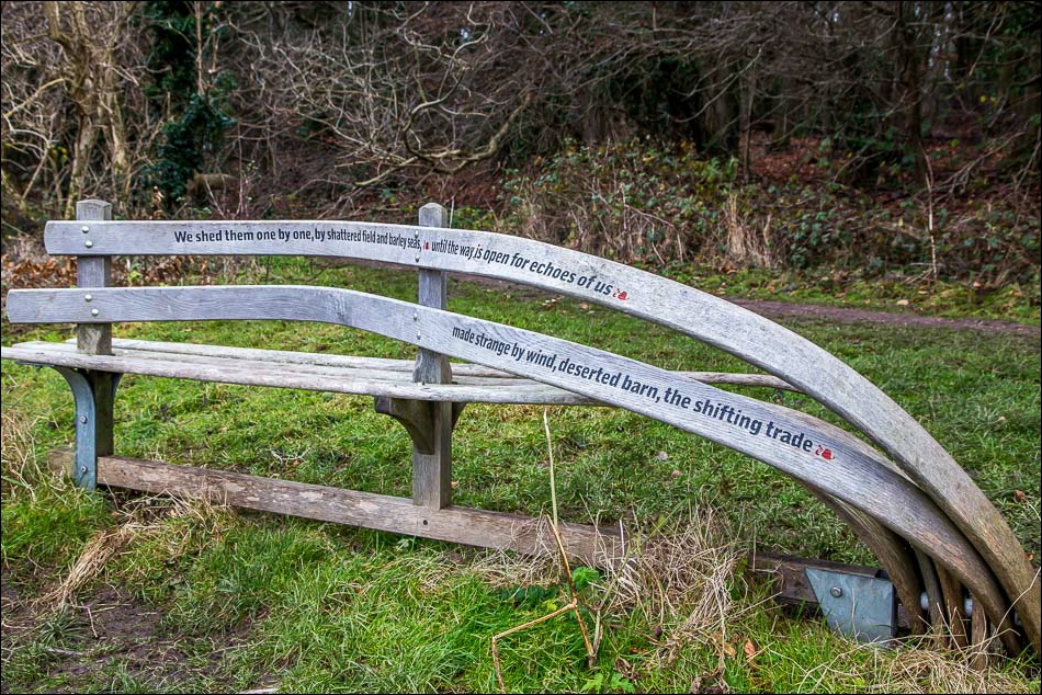 Wolds Way carved poetry bench